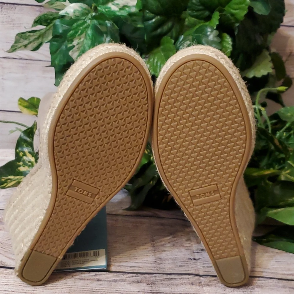 Toms Beige Suede Espadrille Wedge Sandals